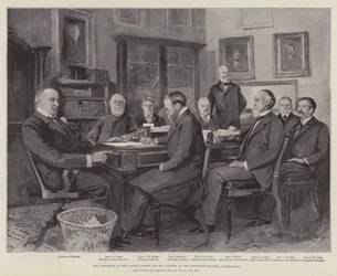 Il Presidente degli Stati Uniti e il suo Gabinetto alla Residenza Esecutiva, Washington